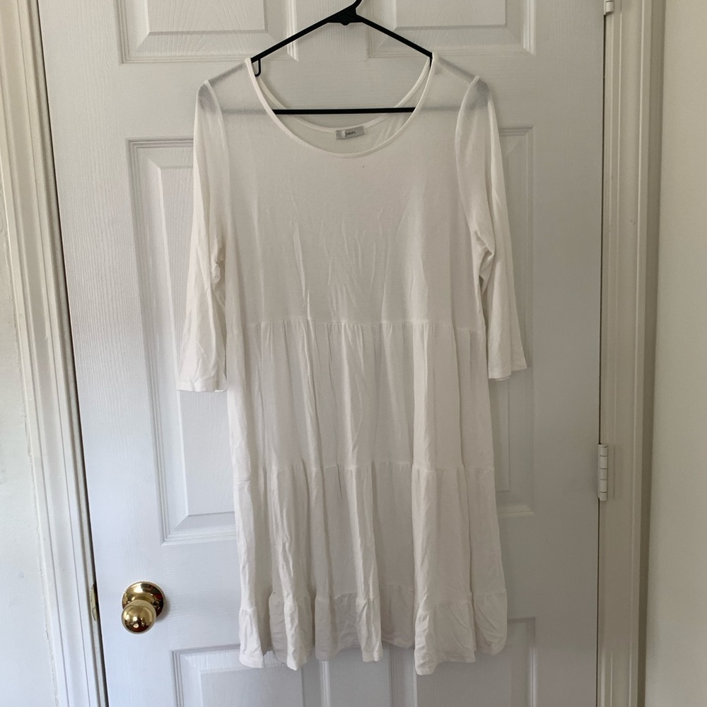 White tiered swing dress